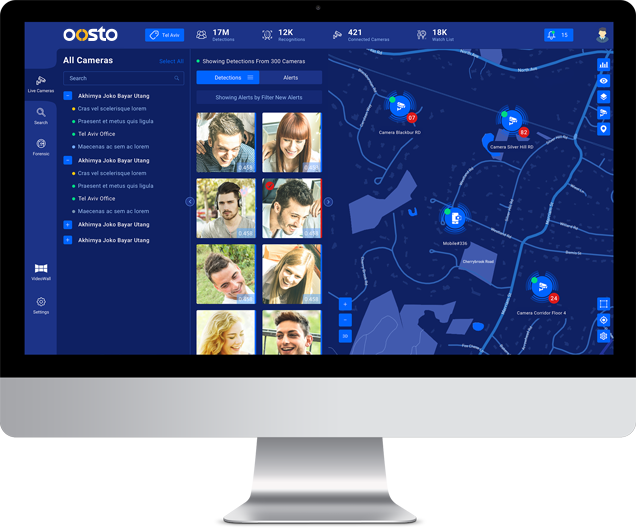 Oosto's AI Face Recognition Software on Computer Screen
