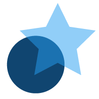 Translucent Blue Star and Dark Blue Circle Icon