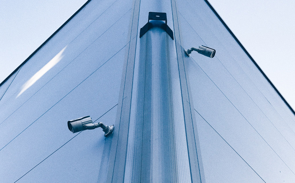 perimeter security cameras on corporate building